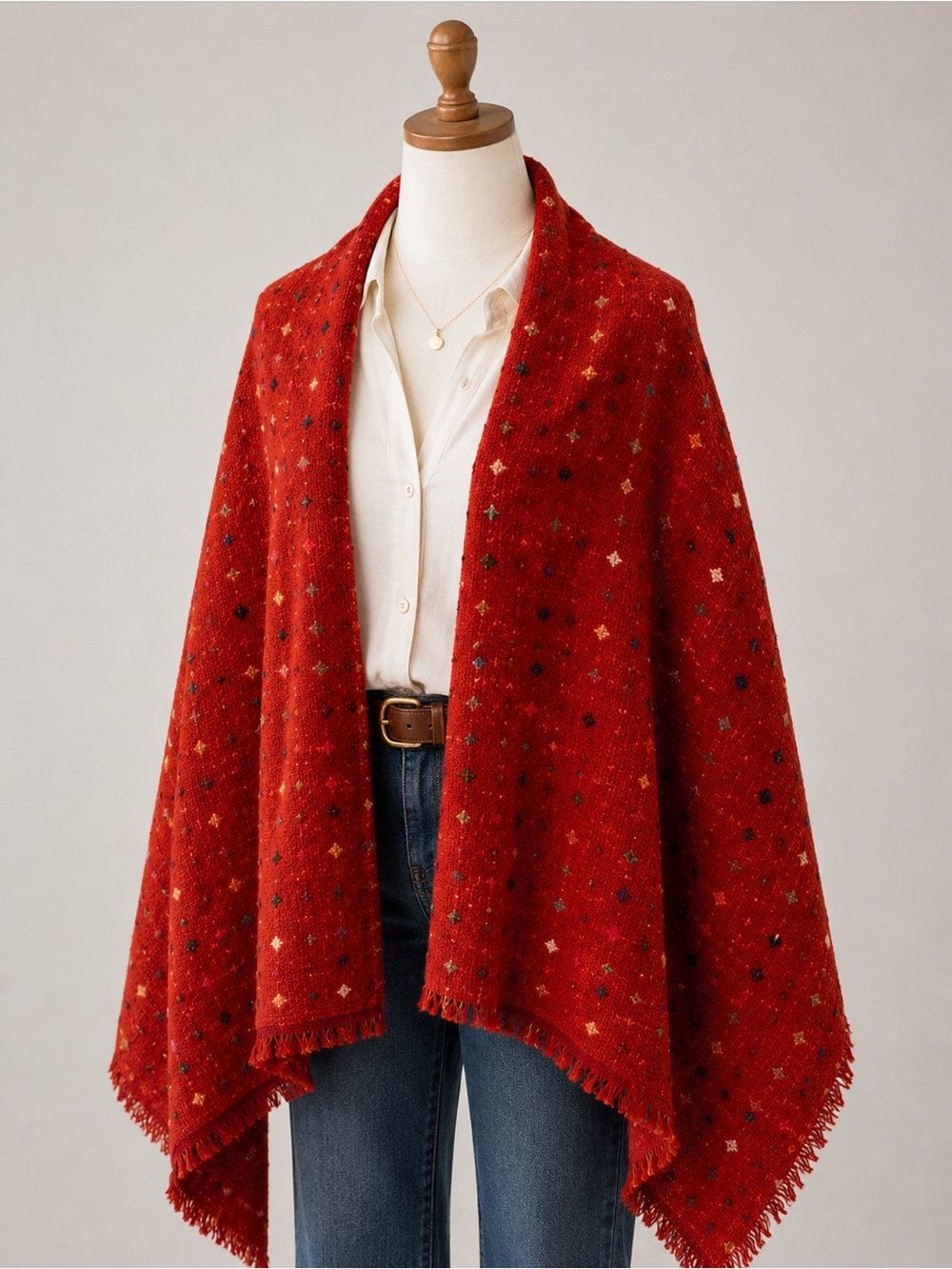 Multi Colored Scarf in Rust - Picture 2 of 3